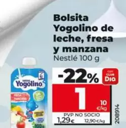 Nestlé - Bolsita Yogolino De Leche, Fresa Y Manzana