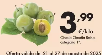 Ciruela Claudia Reina, Categoría 1