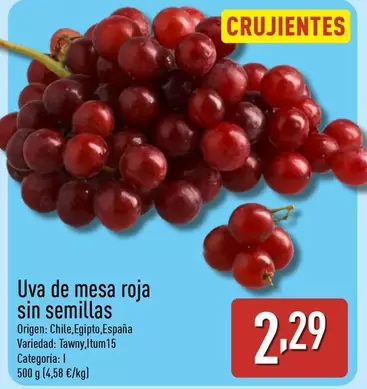 Uva De Mesa Roja Sin Semillas