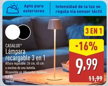 Casalux - Lampara Recargable 3 En 1