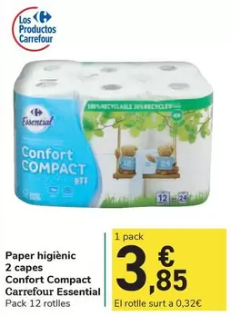 carrefour - Paper Higienic 2 Capes Confort Compact