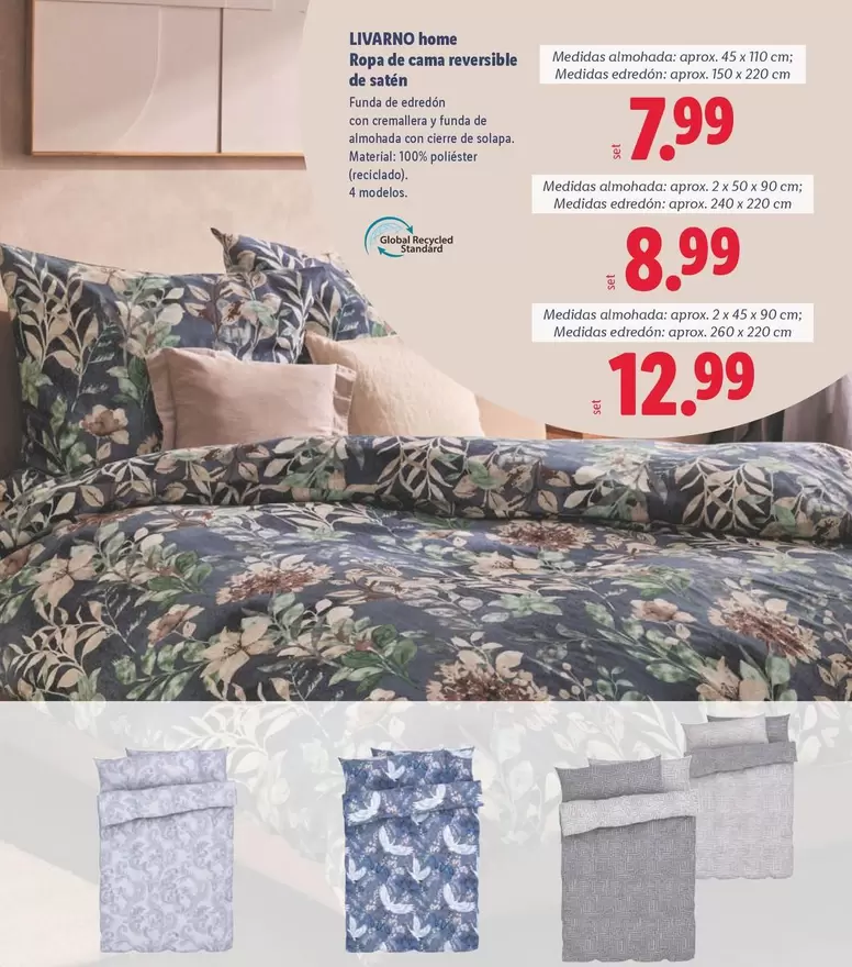 Livarno Home - Ropa De Cama Reversible De Saten