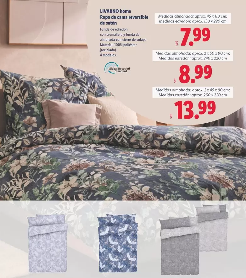 Livarno Home - Ropa De Cama Reversible De Saten