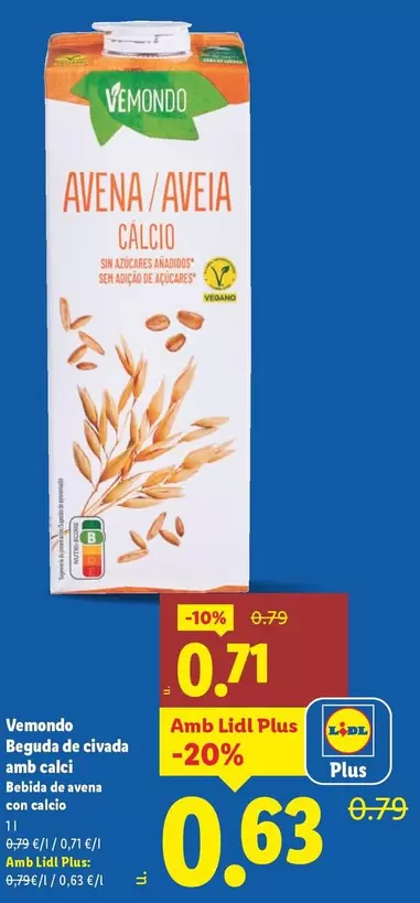 Vemondo - Bebida De Avena Con Calcio