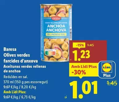 Baresa - Aceitunas Verdes Rellenas De Anchoa