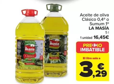La Masía - Aceite De Oliva Clasico 0,40° O Sumum 1°