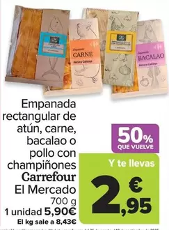 Carrefour El Mercado - Empanada Rectangular De Atun, Carne, Bacalao O Pollo Con Champinones