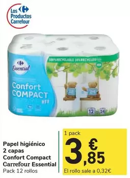 carrefour - Papel Higiénico 2 Capas Confort Compact Essential