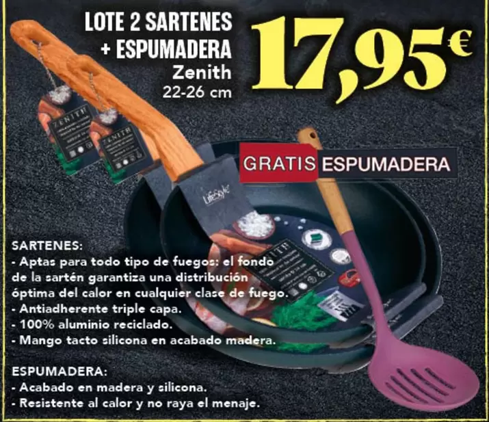 mango - Lote 2 Sartenes + Espumadera Zenith
