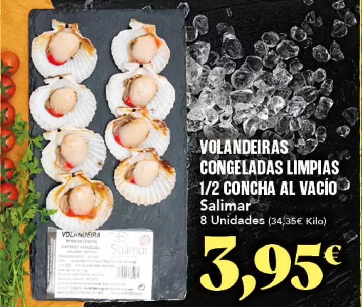 Volandeiras Congeladas Limpias 1/2 Concha Al Vacio Salimar