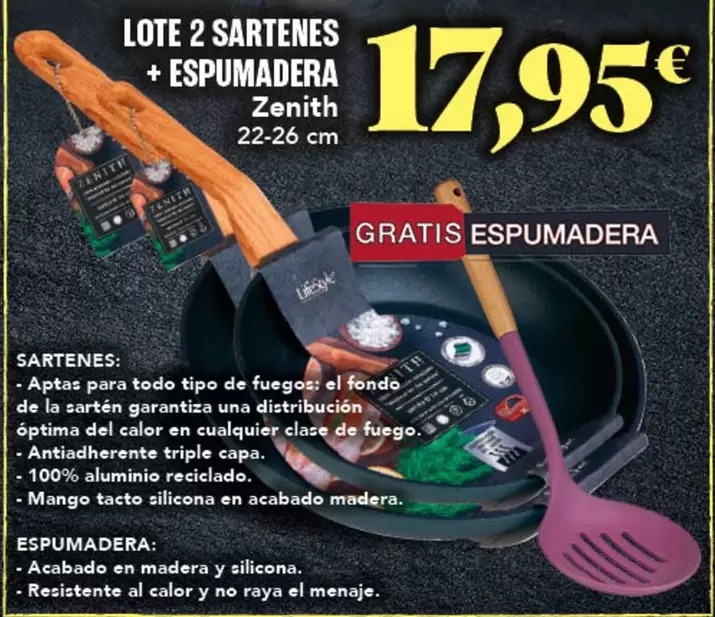 mango - Lote 2 Sartenes + Espumadera Zenith