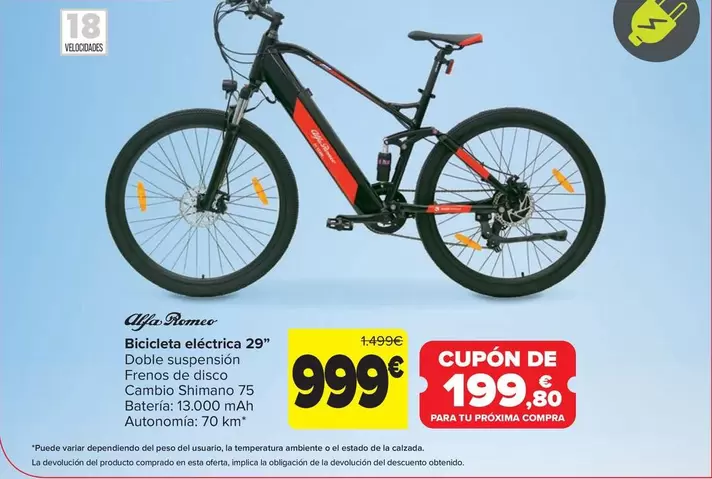 Alfa Romeo - Bicicleta Electrica 29"