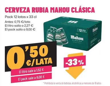 Mahou - Cerveza Rubia Clasica