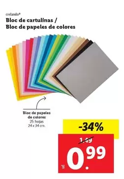 Crelando - Bloc De Cartulinas / Bloc De Papeles De Colores 