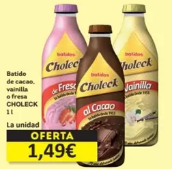 Choleck - Batido De Cacao, Vainilla O Fresa