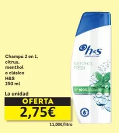 h&s - Champu 2 En 1, Citrus, Menthol O Clásico