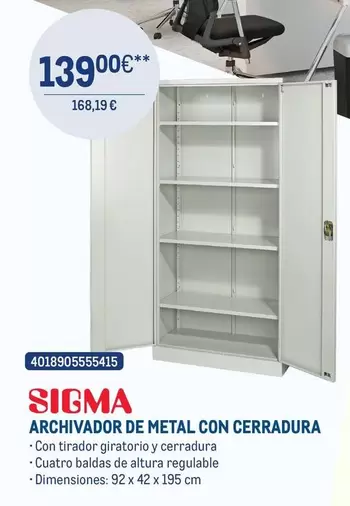 Sigma - Archivador De Metal Con Cerradura