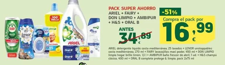 Ariel/Fairy/Don Limpio/Ambipur/H&S/Oral B - Pack Super Ahorro 
