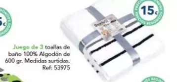 Juego De 3 Toallas De Bano 100% Algodon De 600 Gr