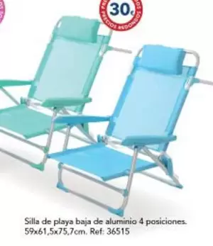Silla De Playa Baja De Aluminio 4 Posiciones
