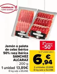 Sánchez Alcaraz - Jamón O Paleta De Cebo Ibérico 50% Raza Ibérica