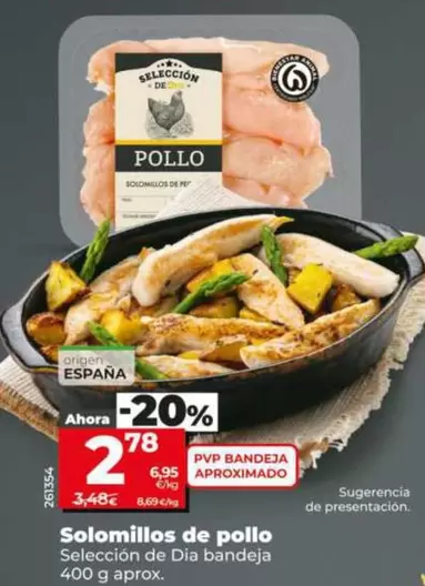 Seleccion De Dia - Solomillos De Pollo Bandeja 400 G Aprox.