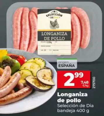 Seleccion De Dia - Longaniza De Pollo Bandeja 400 G