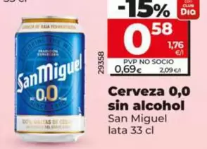 San Miguel  - Cerveza 0,0 Sin Alcohol Lata 33 Cl