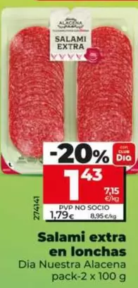 Dia Nuestra Alacena - Salami Extra En Lonchas Pack-2 X 100 G