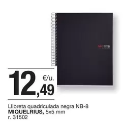 miquelrius - Llibreta Quadriculada Negra Nb-8