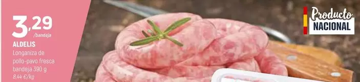 Aldelis - Longaniza De Pollo Pavo Fresca Bandeja 390 G