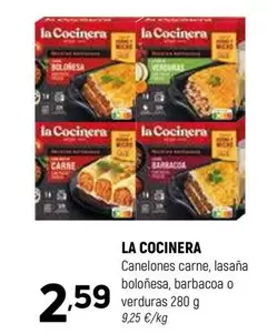 La Cocinera - Canelones Carne, Lasaña Boloñesa, Barbacoa O Verduras