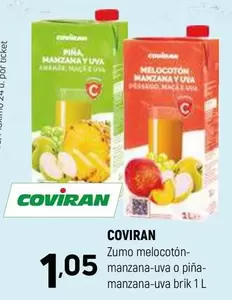 coviran - Zumo Melocoton- Manzana-uva O Pina- Manzana-uva