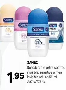 Sanex - Desodorante Extra Control, Invisible, Sensitive O Men Invisible Roll-on