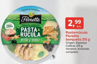Florette - Pasta+Rúcula Barqueta
