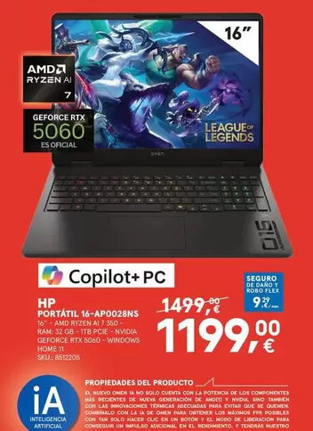 HP - Portátil 16-AP0028NS 