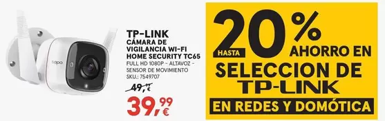 TP-LINK - Cámara De Vigilancia Wi-Fi Home Security TC65 