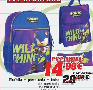 Sonic - Mochila + Porta Todo + Bolsa De Merienda