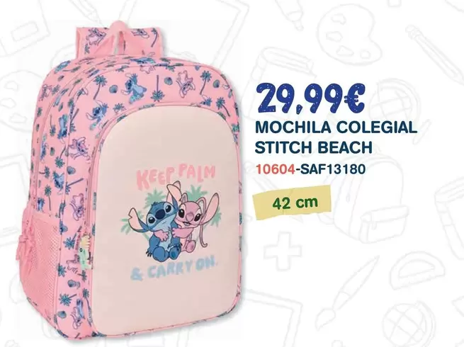 Mochila Colegial Stitch Beach