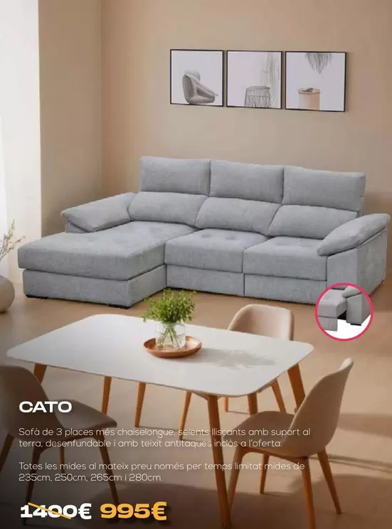 Cato - Sofà De 3 Places Més Chaiselongue
