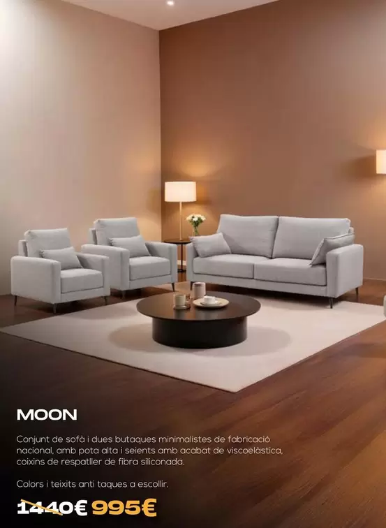 Moon - Conjunt De Sofà I Dues Butaques Minimalistes De Fabricació Nacional