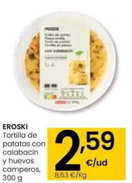 Eroski - Tortilla De Patatas Con Calabacín Y Huevos Camperos