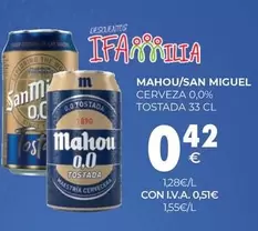 Mahou - San Miguel/ Cerveza 0,0% Tostada 33 Cl