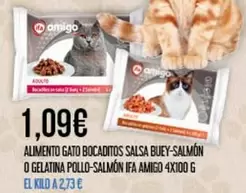 ifa amigo - Alimento Gato Bocaditos Salsa Buey-salmón O Gelatina Pollo-salmón