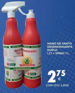 Mano De Santo -  Desengrasante Duplo 1lt + Spray 1 L