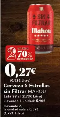 Mahou - Cerveza 5 Estrellas Sin Filtrar