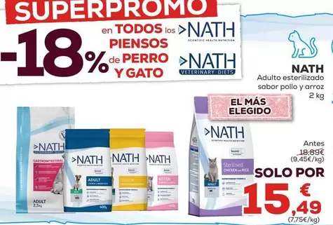 Nath - Adult Esterilizado Sabor Pollo Y Arroz