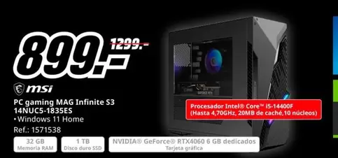 MSI - Pc Gaming Mag Infinite S3 14NUC5.1835ES