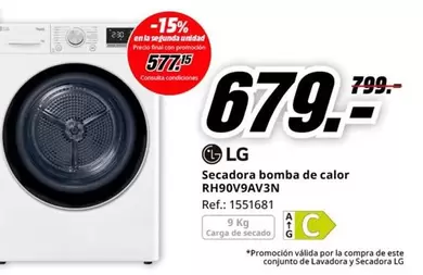 LG - Secadora Bomba De Calor RH90V9AV3N
