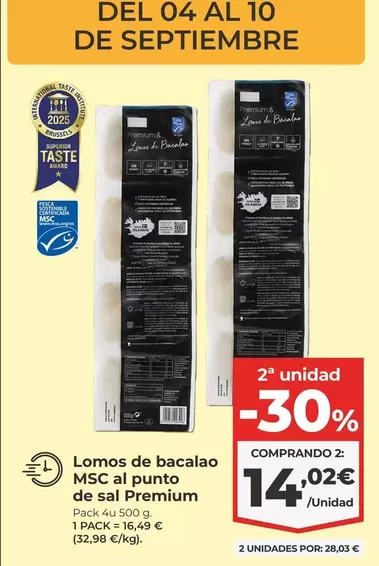Premium - Lomos De Bacalao Msc Al Punto De Sal